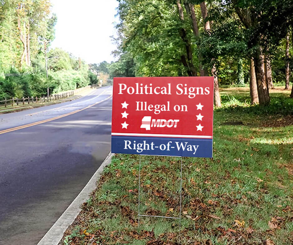 Political signs unsafe, illegal on state highways