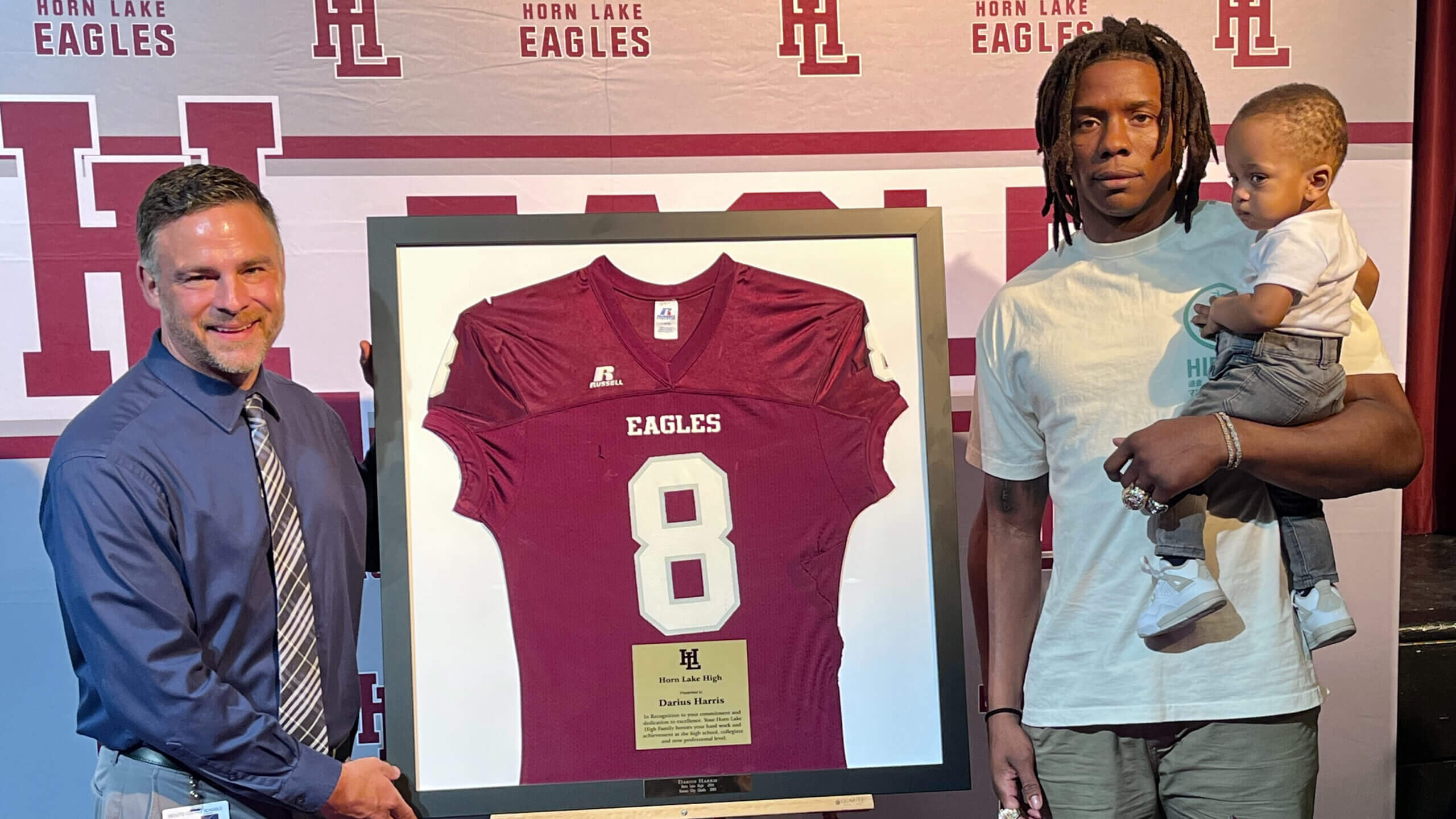 Horn Lake retires Super Bowl champ Darius Harris' football jersey