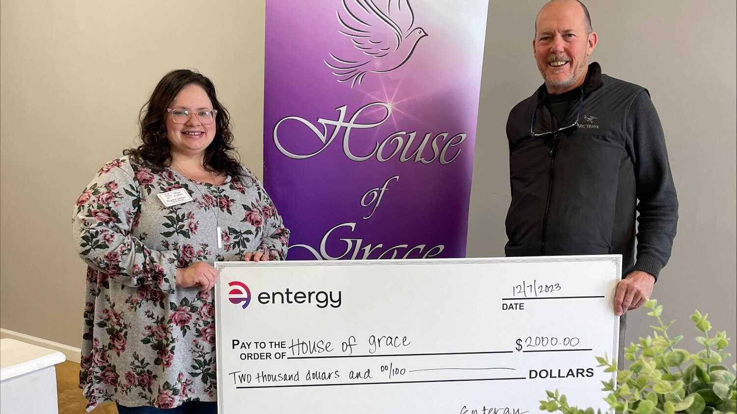 House of Grace Entergy donation featured