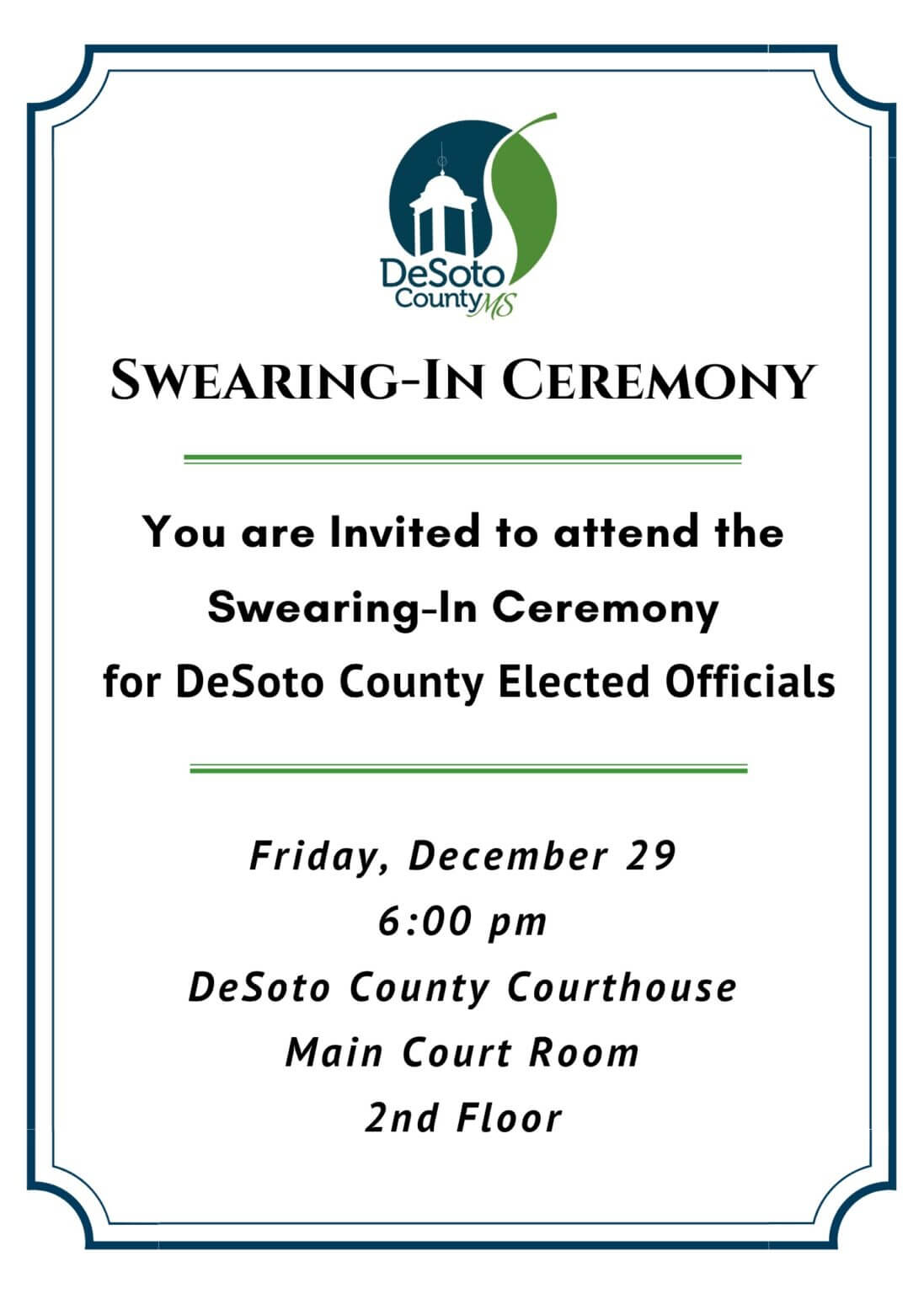 County elected officials to be sworn into office DeSoto County News