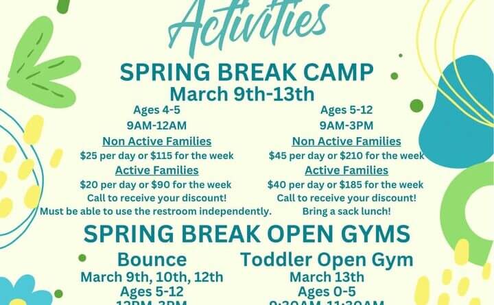 ConXion to offer Spring Break camp, open gyms March 9-13 Spring Break is here and we’ve got the fun covered!