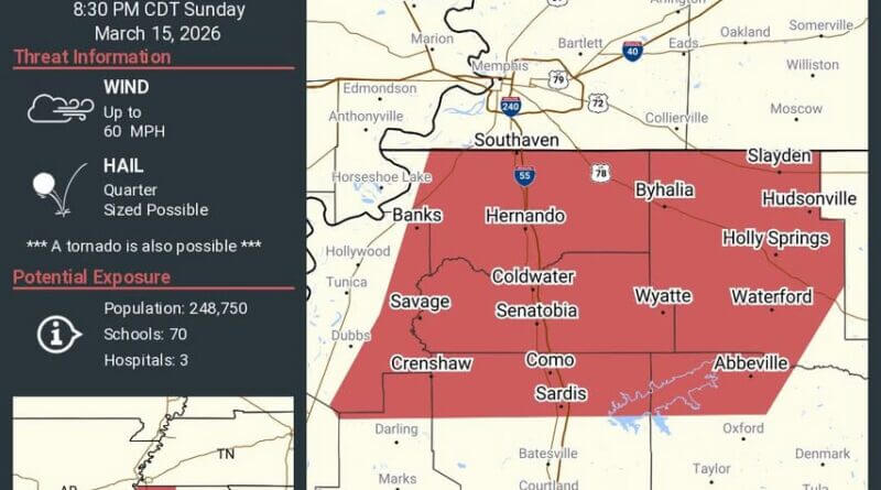 Olive Branch officials warn of severe storm, possible tornado in DeSoto County Ken Adams, Olive Branch Mayor
