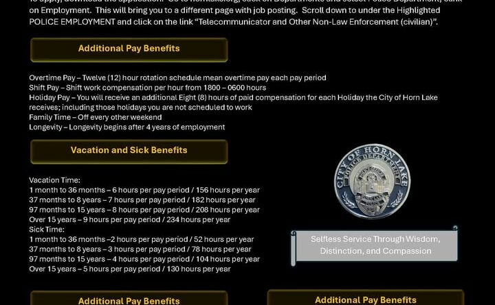 Horn Lake Police hiring emergency telecommunicator We are currently hiring for Emergency Telecommunicator