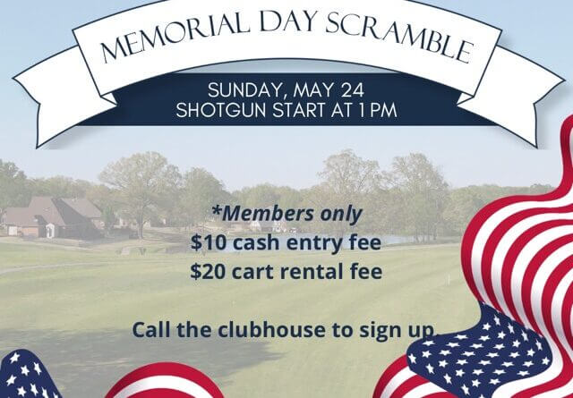 HGRC to hold members-only Memorial Day golf scramble HGRC Members: We will be having a 18 hole 4 Person Members Memorial Day Golf Scramble on Sunday May