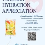Social media post offers free hydration IV therapy to teachers 🍎 Teachers, this one’s for YOU!