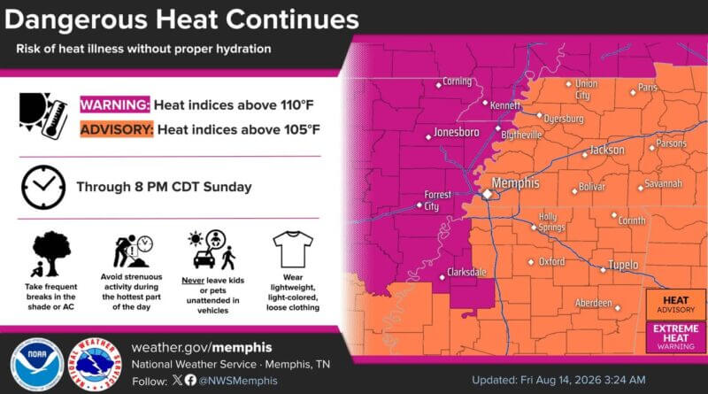 Olive Branch Officials Urge Heat Safety, Warn Against Leaving Children, Pets in Vehicles Photos from US National Weather Service Memphis Tennessee's post