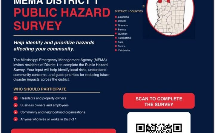 MEMA asks District 1 residents to complete public hazard survey Ken Adams, Olive Branch Mayor