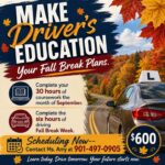 Driving Ms. Amy Offers Fall Break Driving Slots Oct. 5-9 Fall Break Driving Slots Available Oct 5-9!