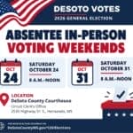 Absentee voting available Saturdays at DeSoto County Circuit Clerk’s Office Image supplied with the City of Olive Branch RSS post