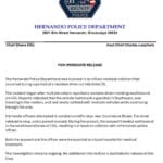 Hernando Police Officer, Suspect Hospitalized After Head-On Crash During I-55 Pursuit Hernando Police Department press release on the officer-involved collision on Interstate 55