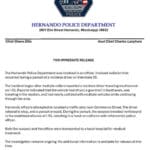 Hernando Police Officer Hurt in Head-On I-55 Pursuit Crash Hernando Police Department news release about an I-55 Hernando police pursuit and head-on collision