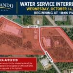 Hernando Water Service Interruption Tonight Near I-55 City of Hernando map of the water service interruption area near Industrial Drive, Vaiden Drive and McCracken Road