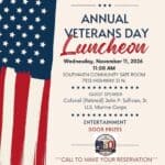 Southaven Veterans Day Luncheon Set for Nov. 11 City of Southaven flyer for the 2026 Southaven Veterans Day luncheon on Nov. 11 at the Southaven Community Safe Room