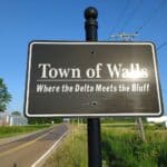 Data Center Fears Spark Heated Walls Listening Session Town of Walls welcome sign off U.S. Highway 61, site of the Walls listening session on a possible data center